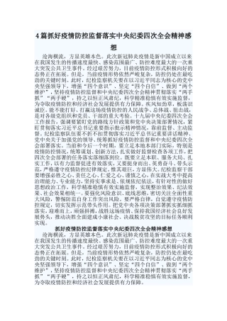 4篇抓好疫情防控监督落实中央纪委四次全会精神感想