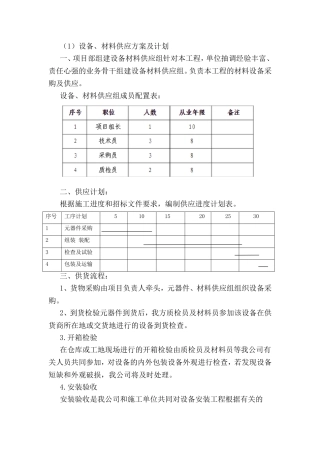 设备材料供应方案及计划 