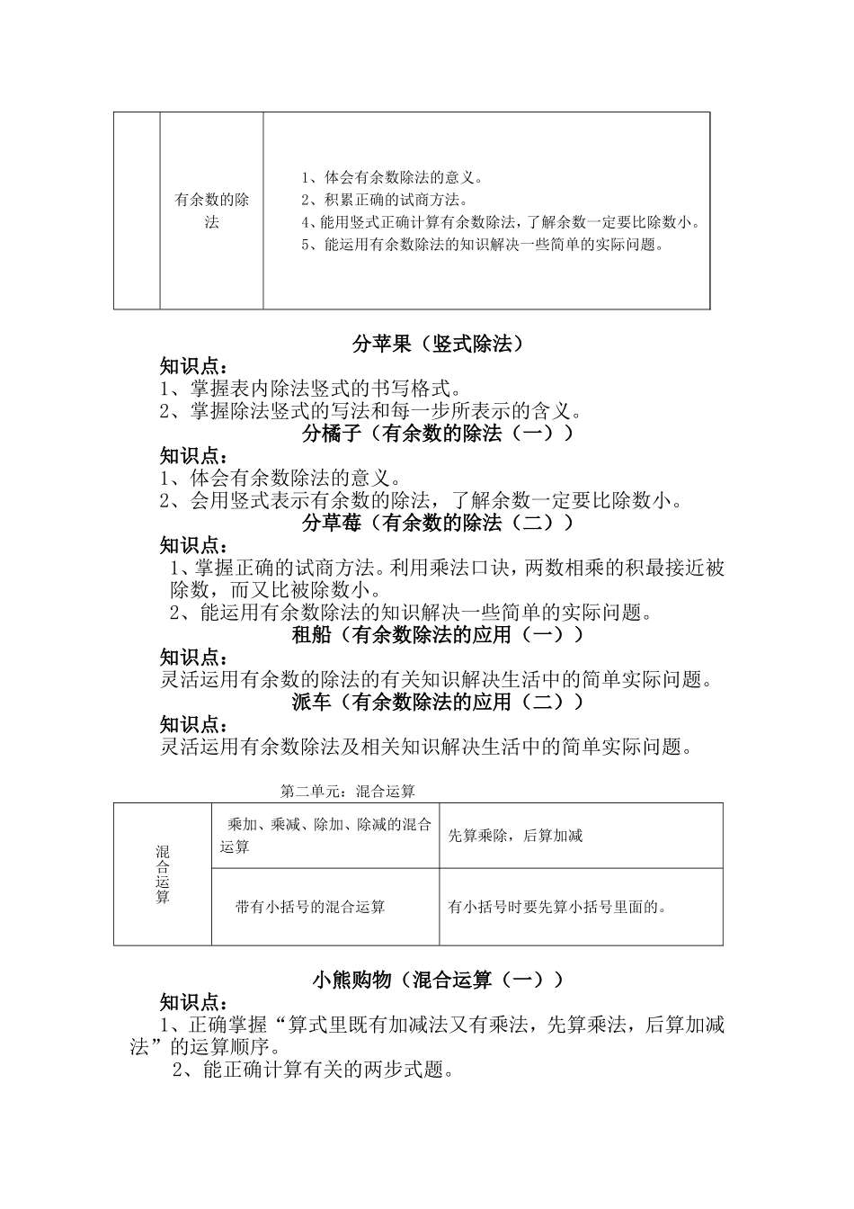 北师大版二年级（下册）各单元知识点_第2页