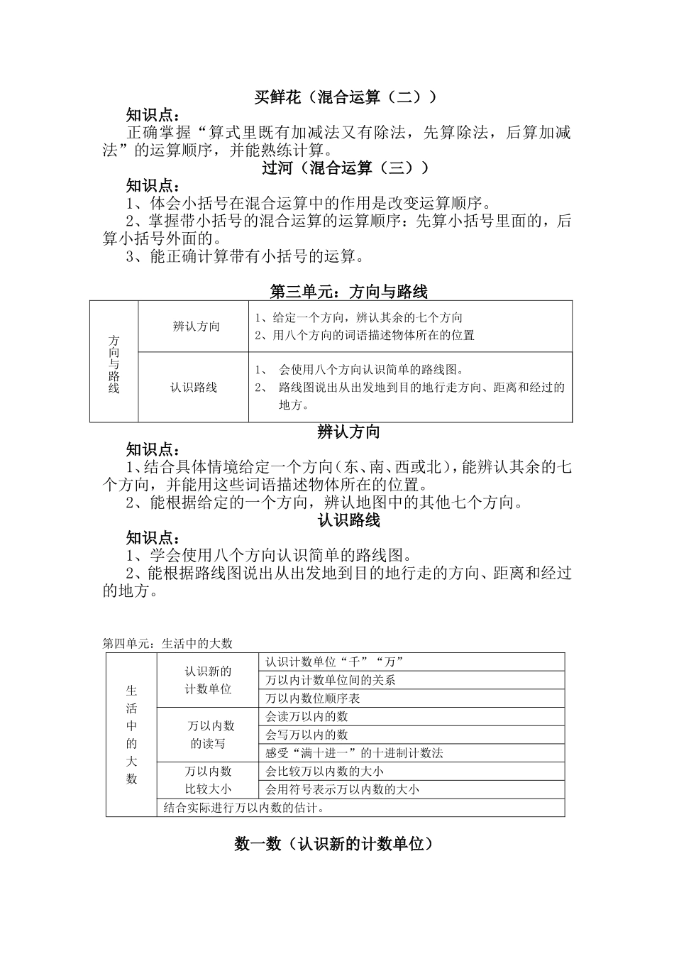 北师大版二年级（下册）各单元知识点_第3页