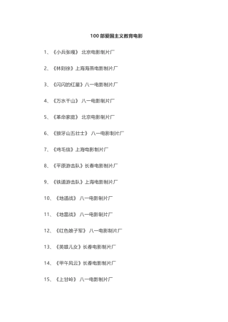 100部爱国主义教育电影