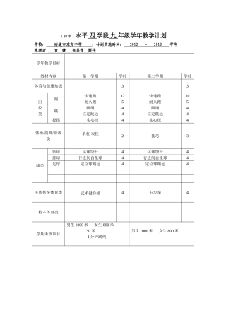 （初中）水平四学段九年级学年教学计划