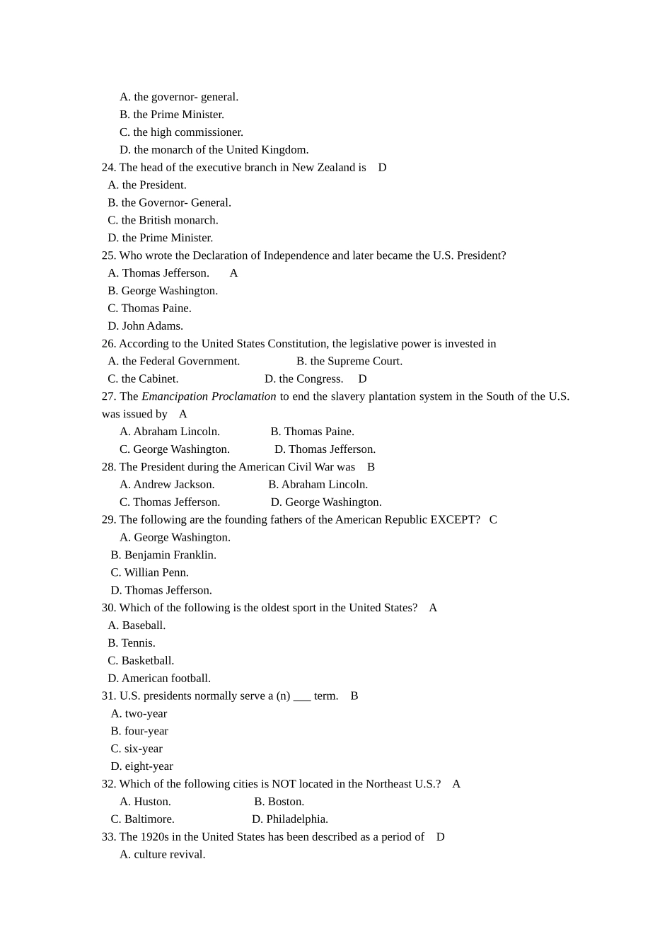 《英语国家概况》学期考试题型及复习范围_第3页