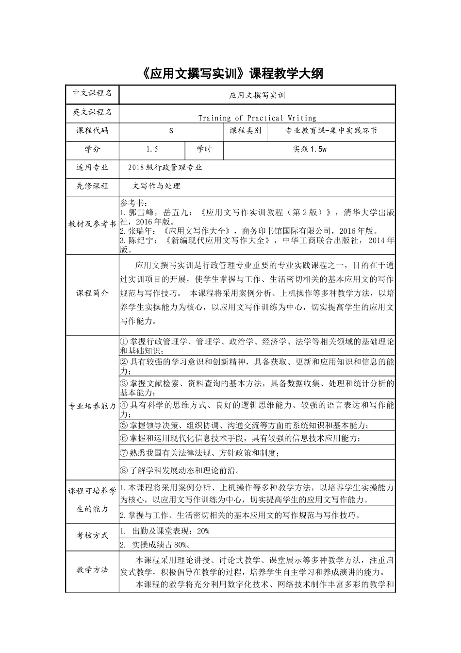 《应用文撰写实训》课程基础信息_第2页