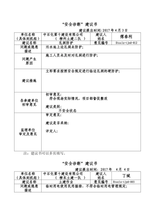 “安全诊断”建议书[1]
