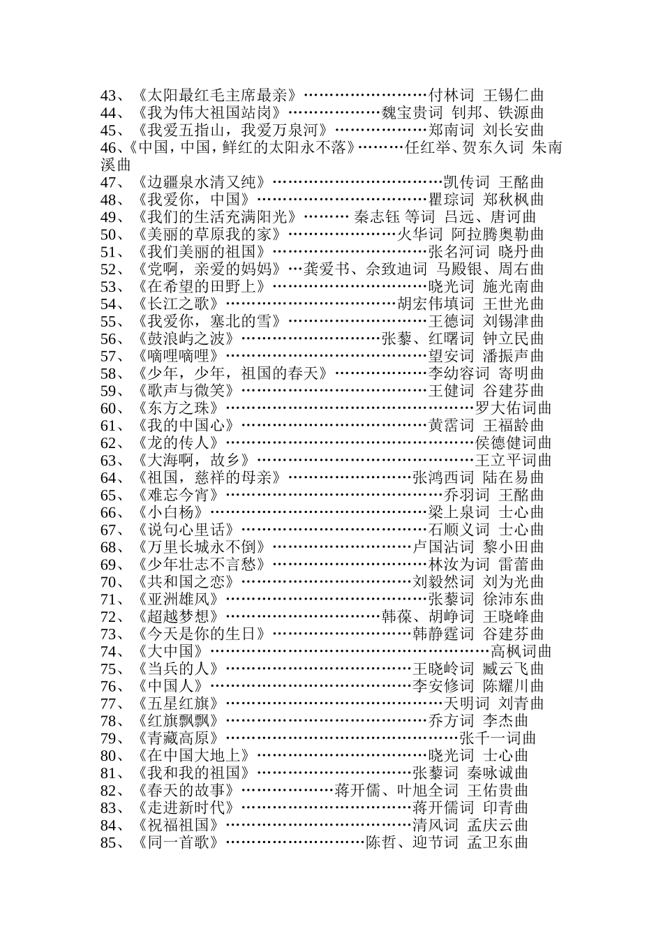 100首红歌推介曲目_第2页