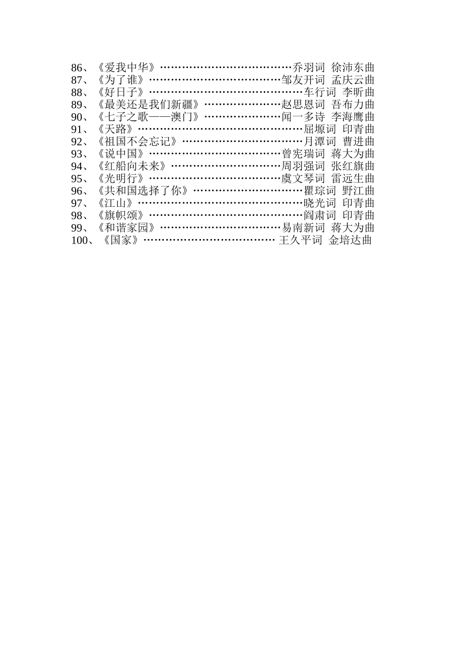 100首红歌推介曲目_第3页