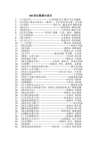 100首红歌推介曲目