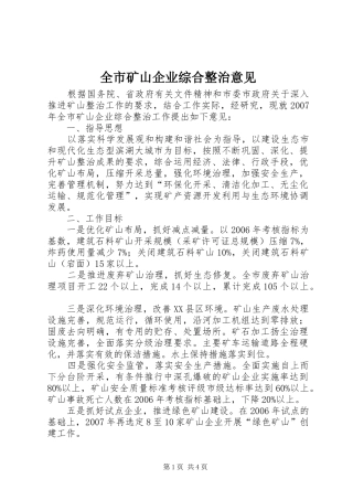 全市矿山企业综合整治意见
