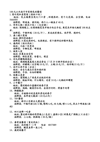 100元以内南宁市有特色的餐馆