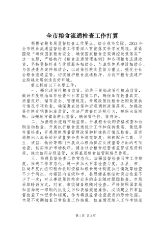 全市粮食流通检查工作打算