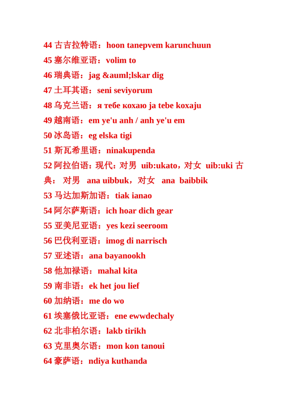 100种语言表达“我爱你”_第3页