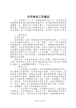 全市林业工作建议