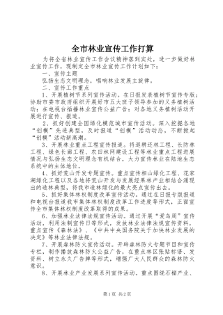 全市林业宣传工作打算