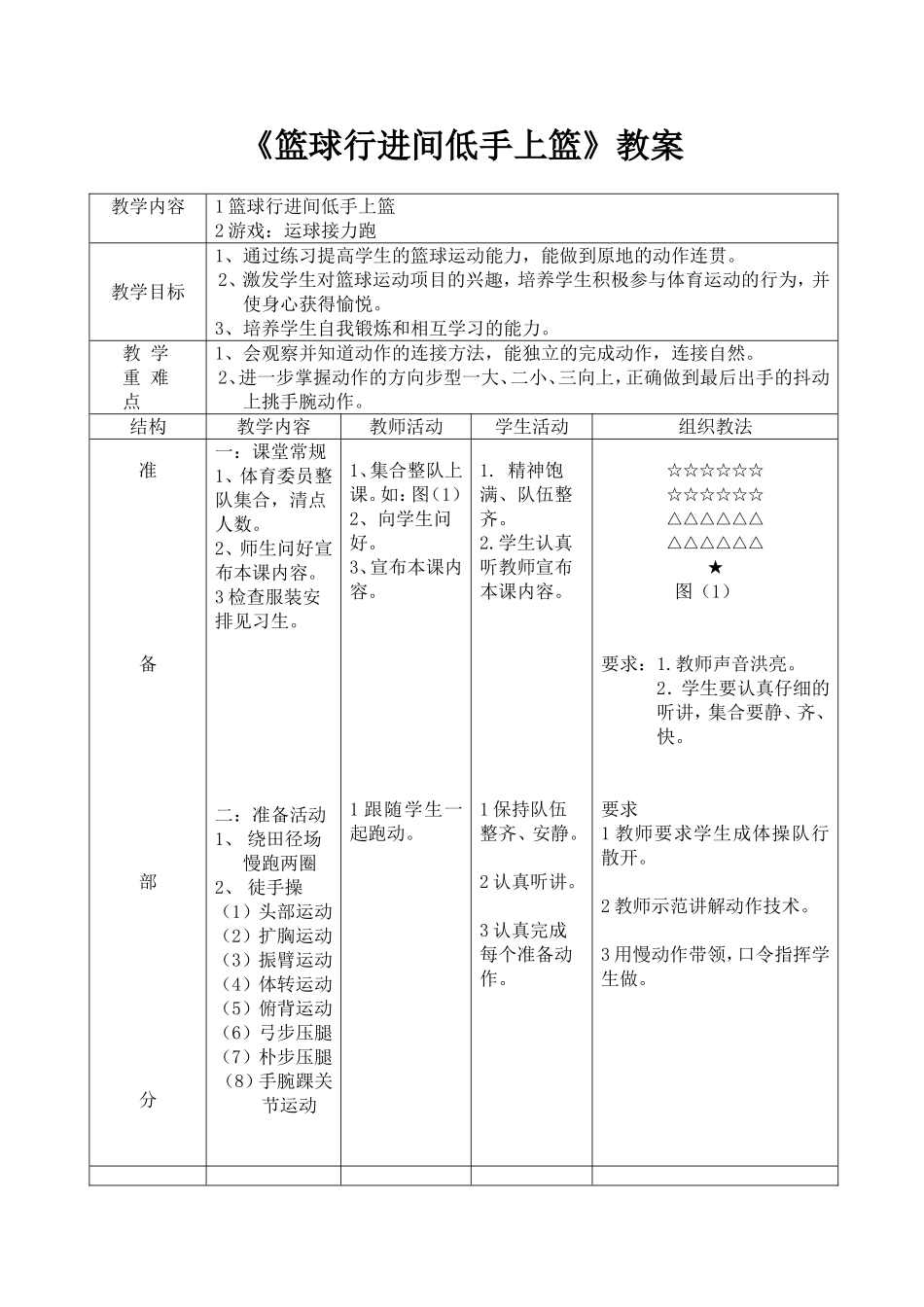 《篮球行进间低手上篮》教案_第1页