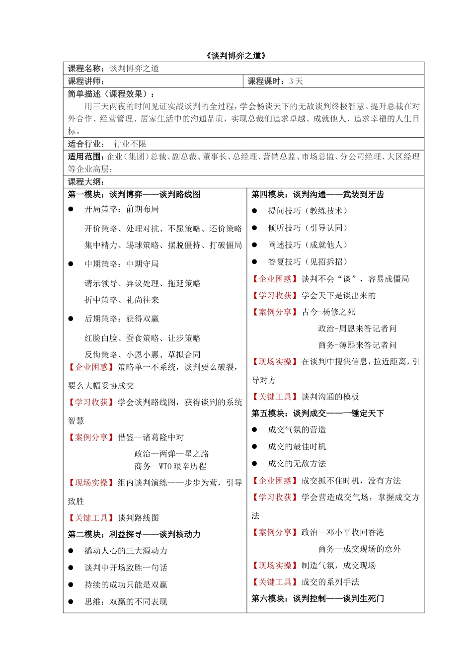 《谈判博弈之道》课程设计_第1页