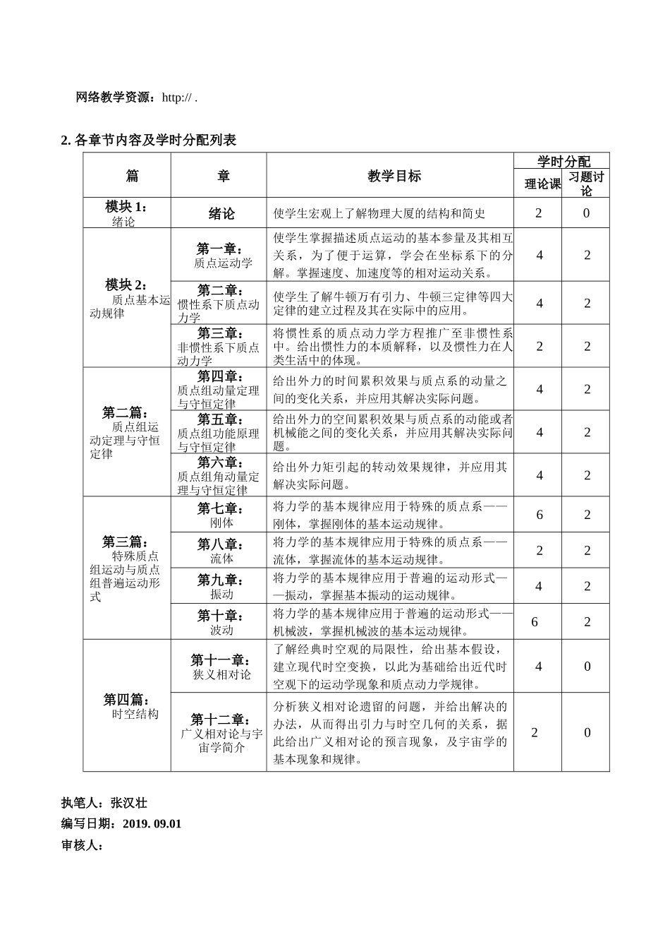 《力学》教学大纲_第2页