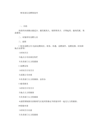 财务部长竞聘策划书