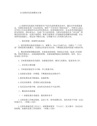 XX县教育局党委整改方案