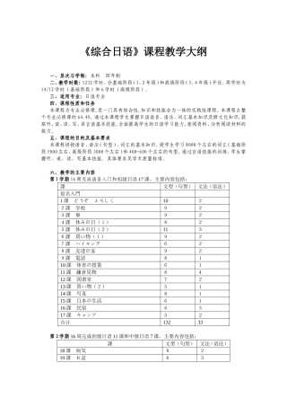 《综合日语》课程教学大纲