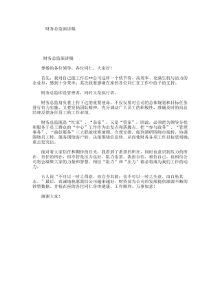 财务总监演讲稿