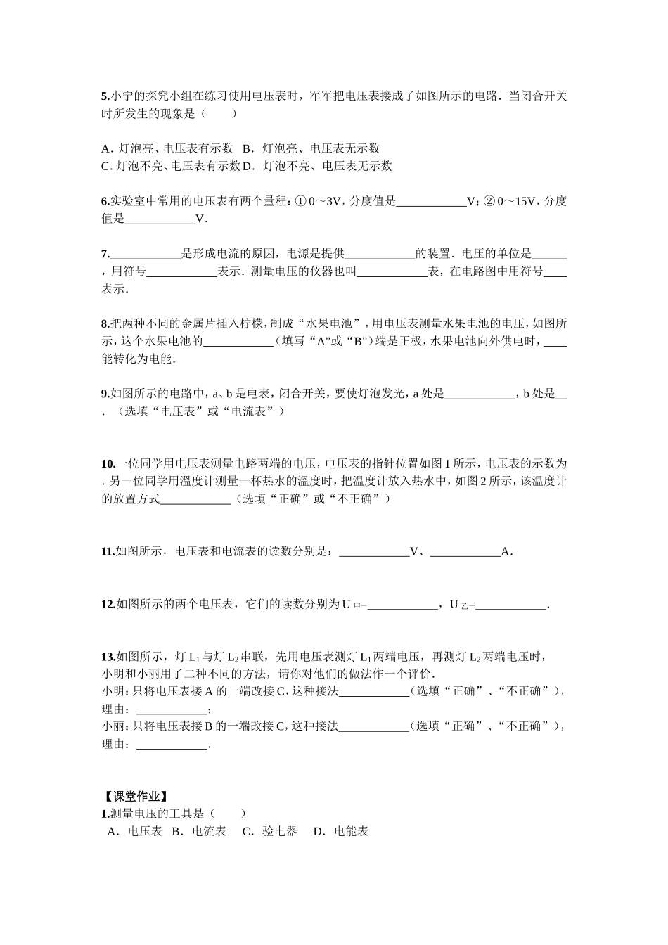 【课题名称】九年级物理《电压》讲义_第3页