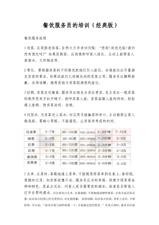 餐饮服务员的培训（经典版）