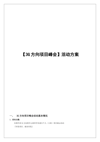3G方向项目峰会活动方案