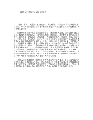 《消防法》贯彻实施情况检查报告