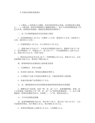 ＸＸ镇农民增收调查报告