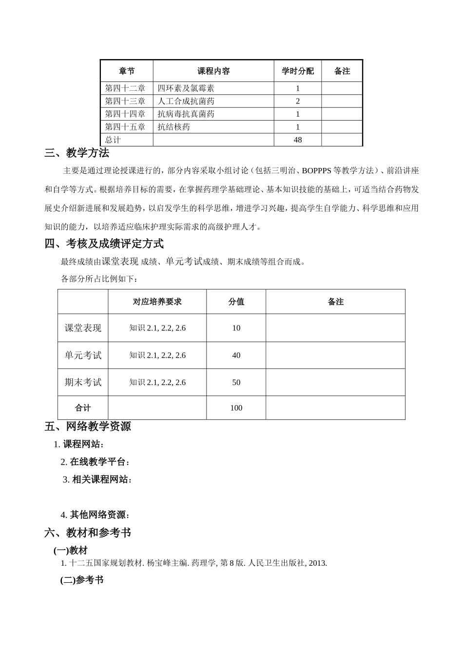 《药理学》课程教学大纲_第3页