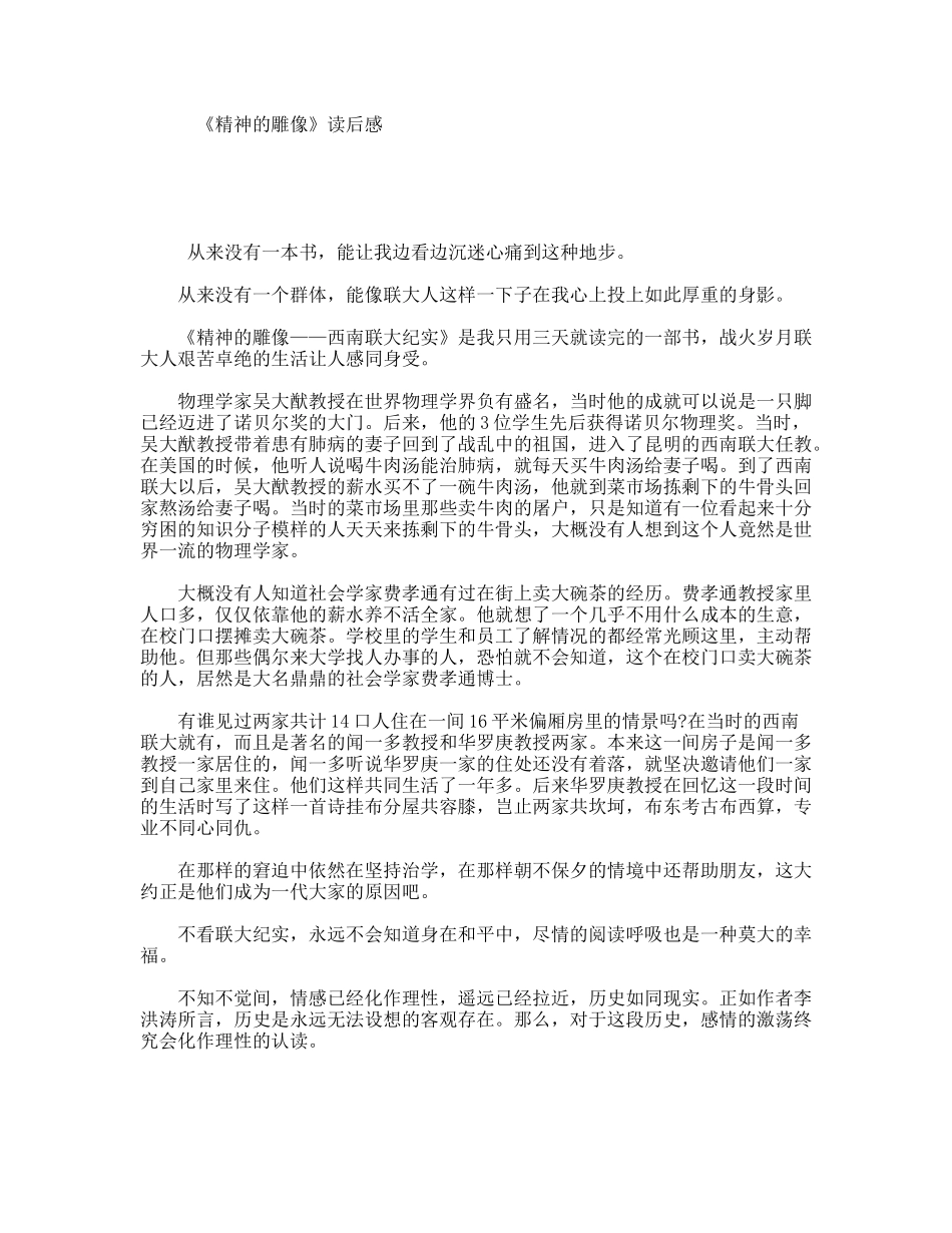 《精神的雕像》读后感_第1页