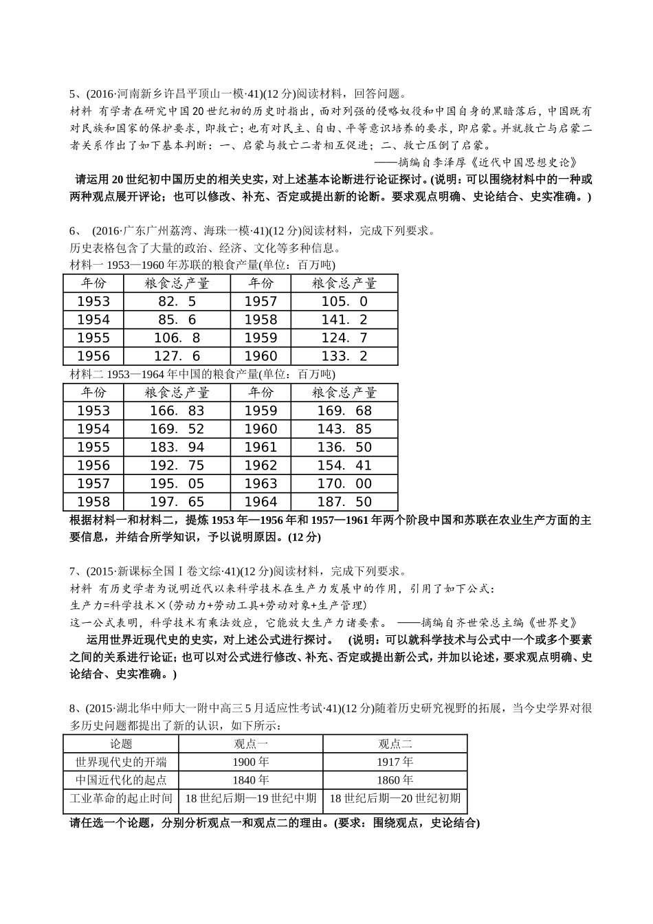 高三历史全国卷41題论述题训练_第2页