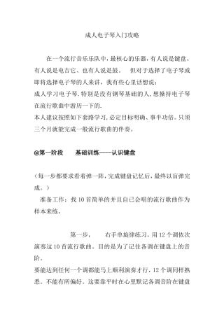 成人电子琴入门攻略