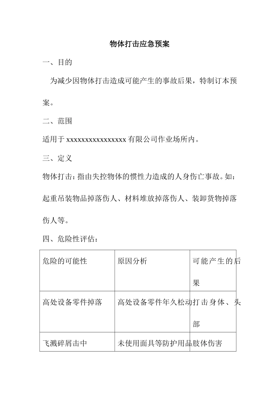 物体打击应急预案_第1页