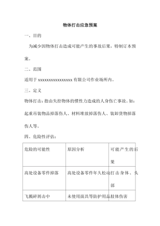 物体打击应急预案