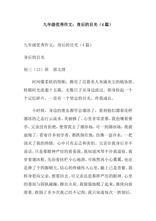 九年级优秀作文：身后的目光（4篇）