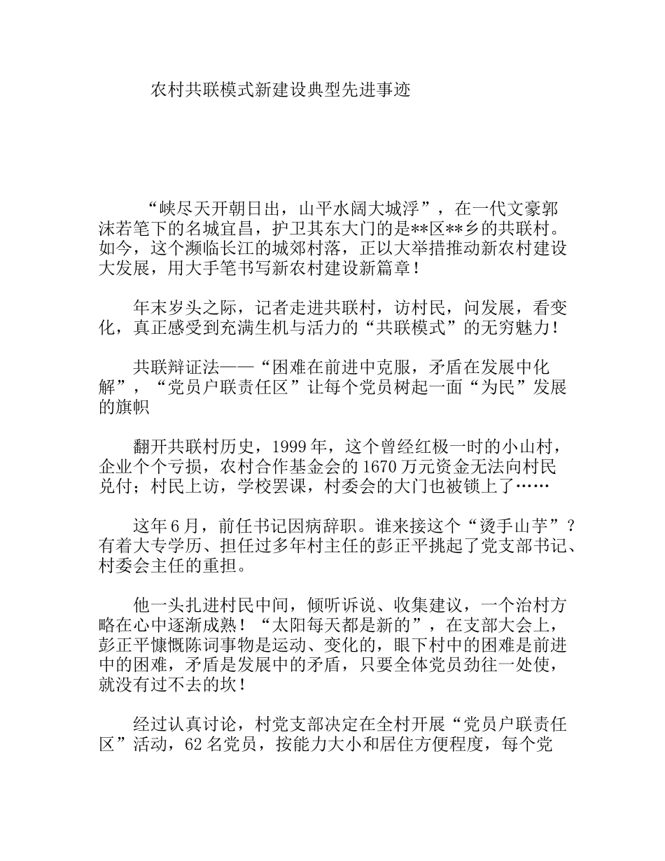 农村共联模式新建设典型先进事迹_第1页