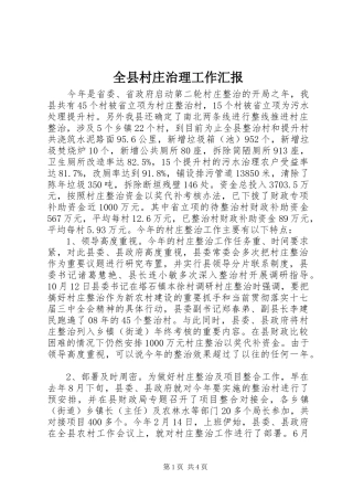 全县村庄治理工作汇报