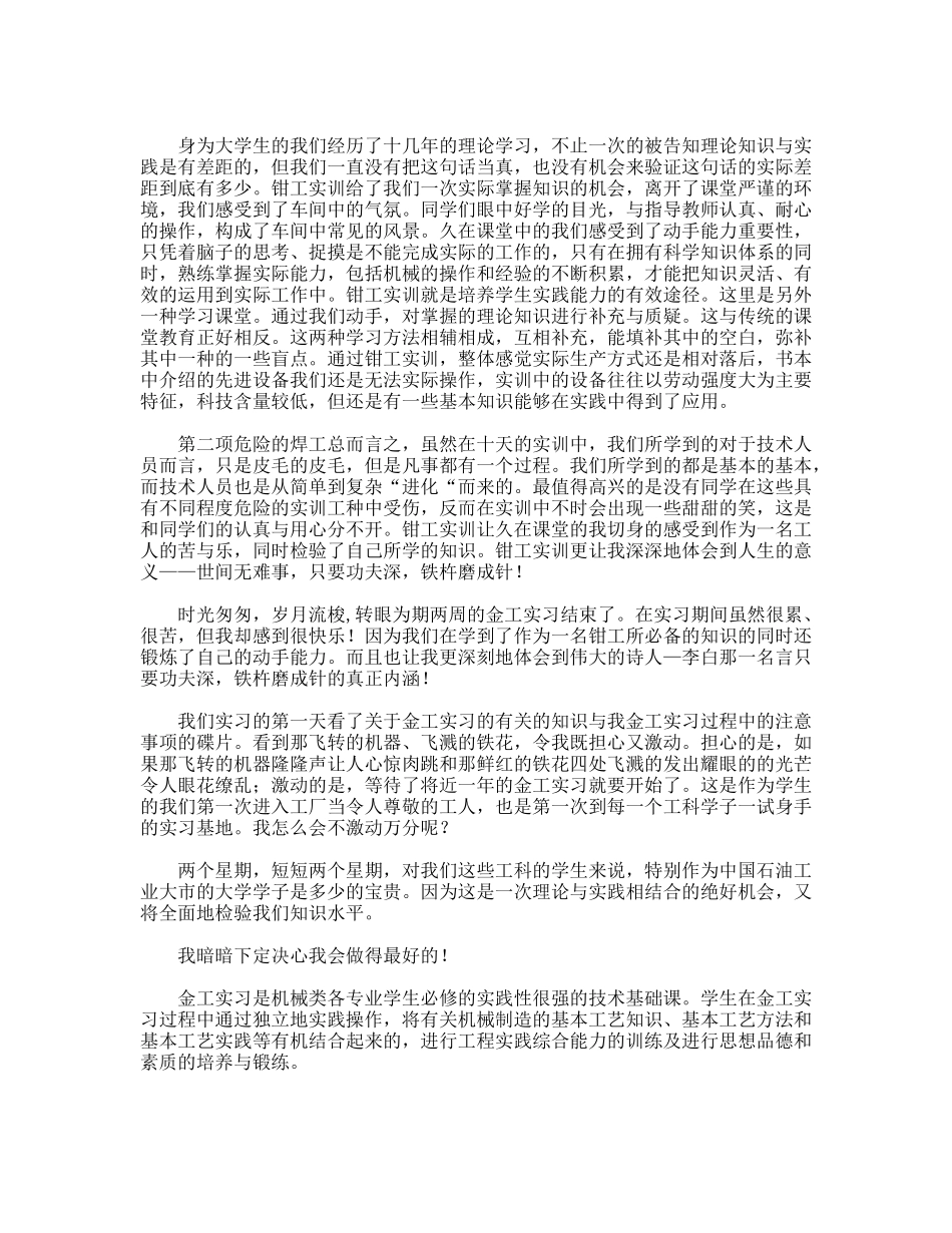大学生钳工实习报告_第2页