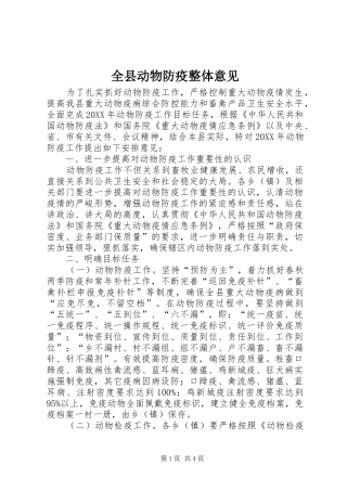 全县动物防疫整体意见