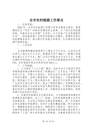 全市农村能源工作要点