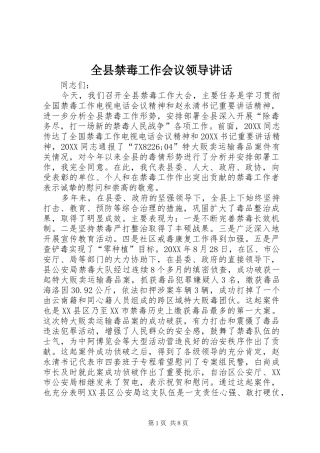 全县禁毒工作会议领导致辞