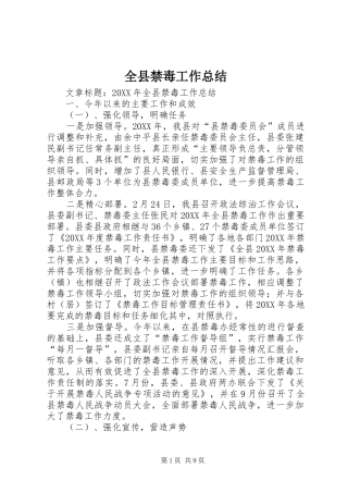 全县禁毒工作总结