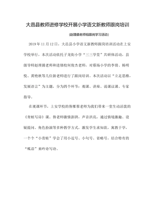 大邑县教师进修学校开展小学语文新教师跟岗培训