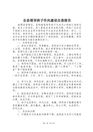 全县领导班子作风建设自查报告