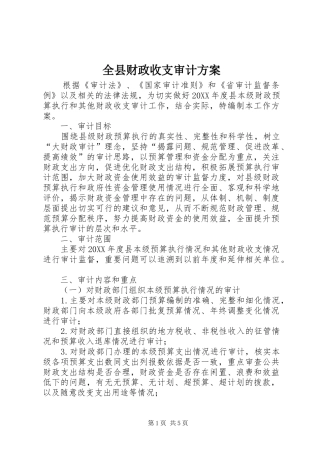 全县财政收支审计方案