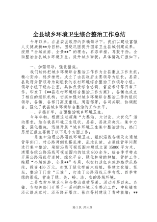 全县城乡环境卫生综合整治工作总结