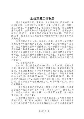 全县三夏工作报告