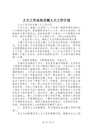 人大工作总结及镇人大工作计划